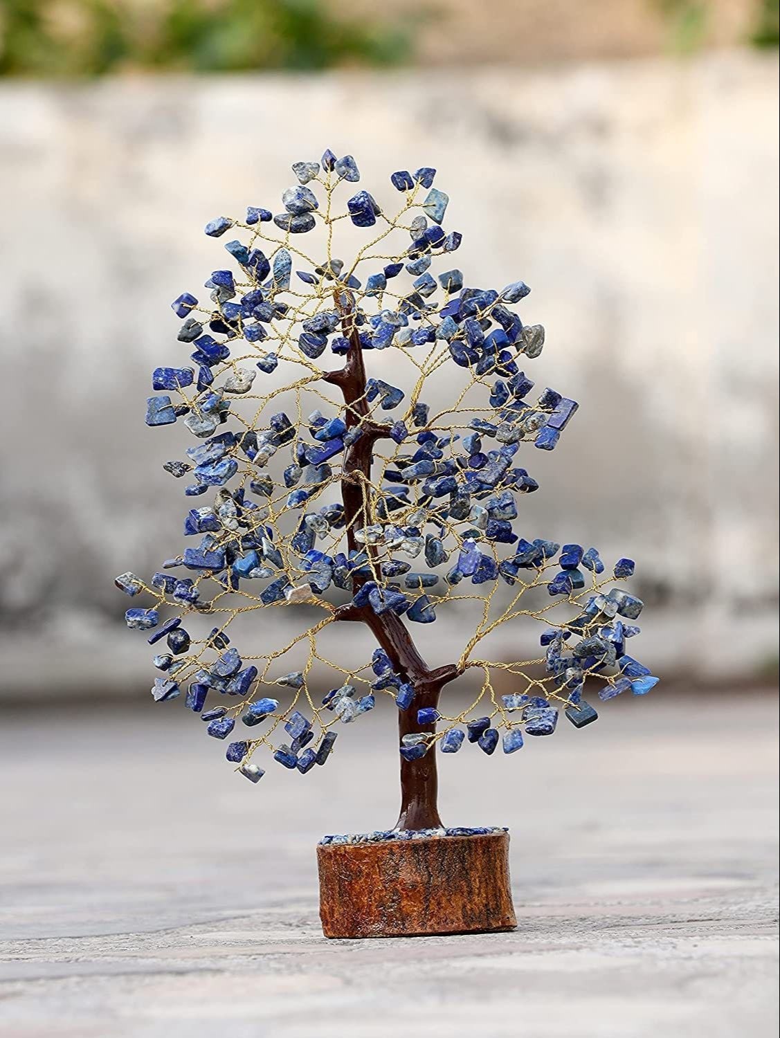 Lapis Lazuli Crystal Tree With Wooden Base