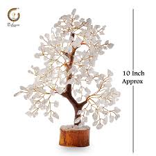 Clear Quartz Crystal Bonsai Tree On Wooden Base