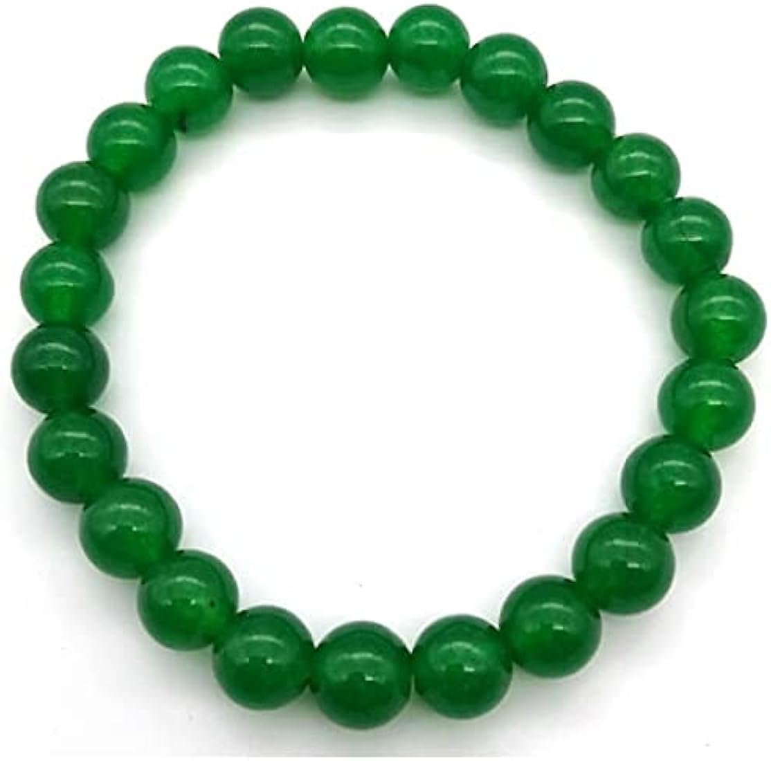 Green Jade Beaded Stretch Bracelet with Certificate