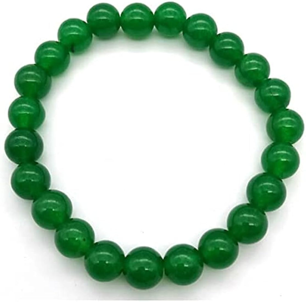 Green Jade Beaded Stretch Bracelet with Certificate
