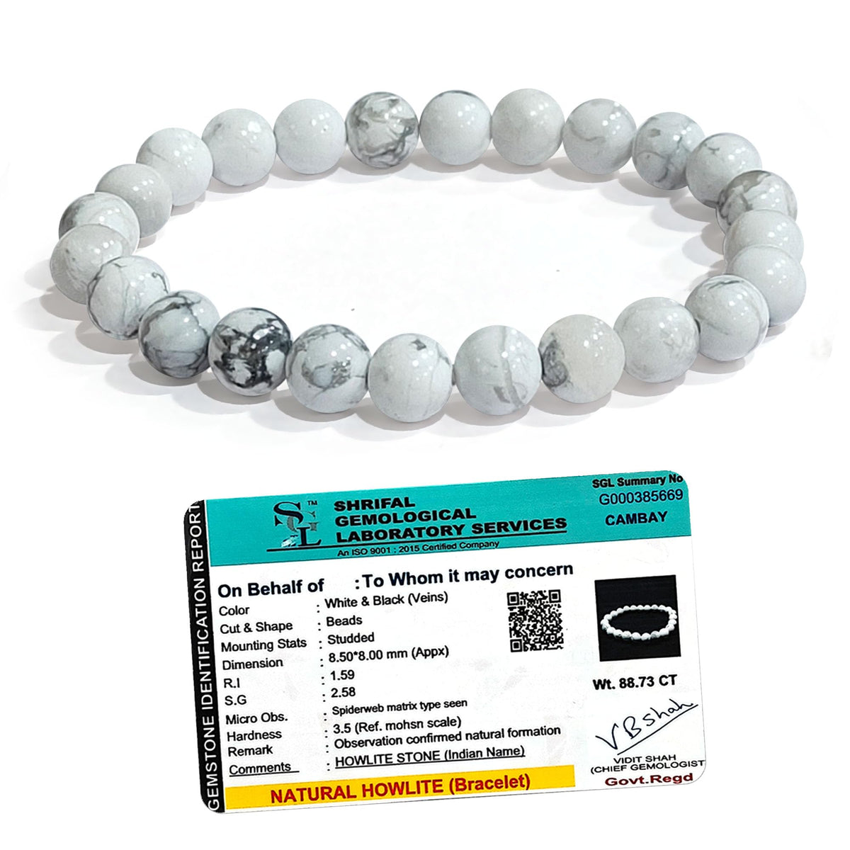 Howlite Bracelet with certificate