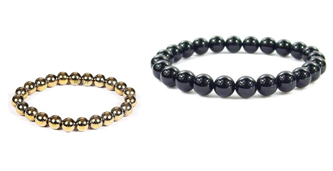 Pyrite Beaded Stretch Bracelet with Certificate