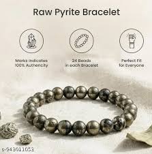 Pyrite Beaded Stretch Bracelet with Certificate