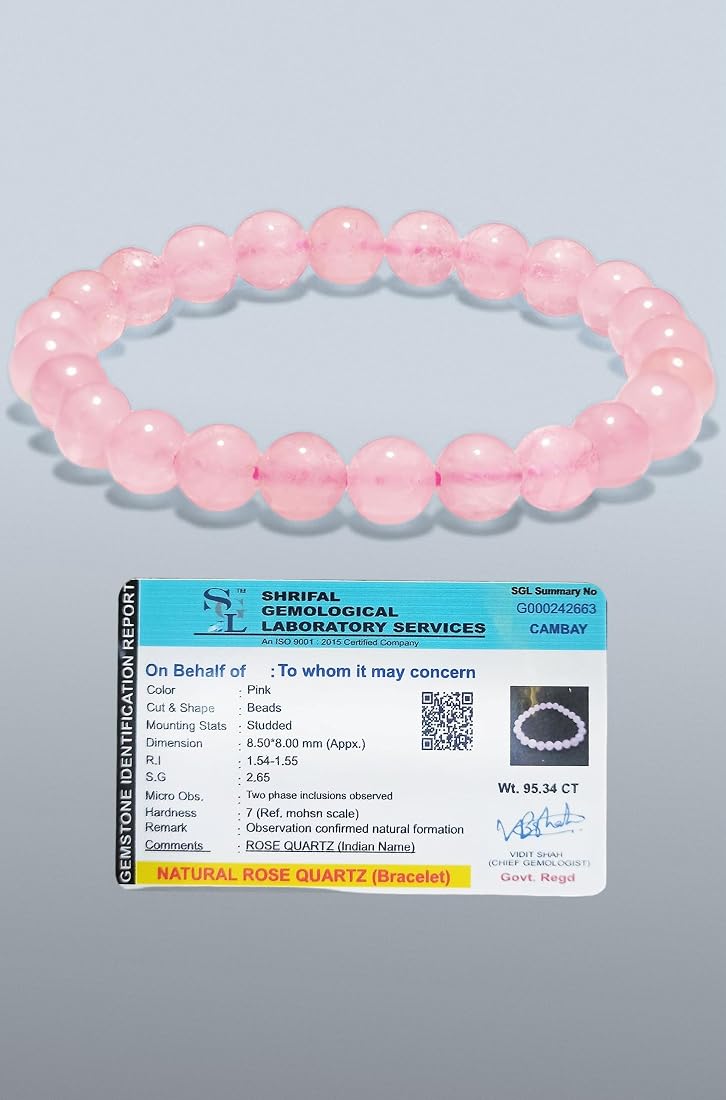 Rose Quartz Bracelet with certificate