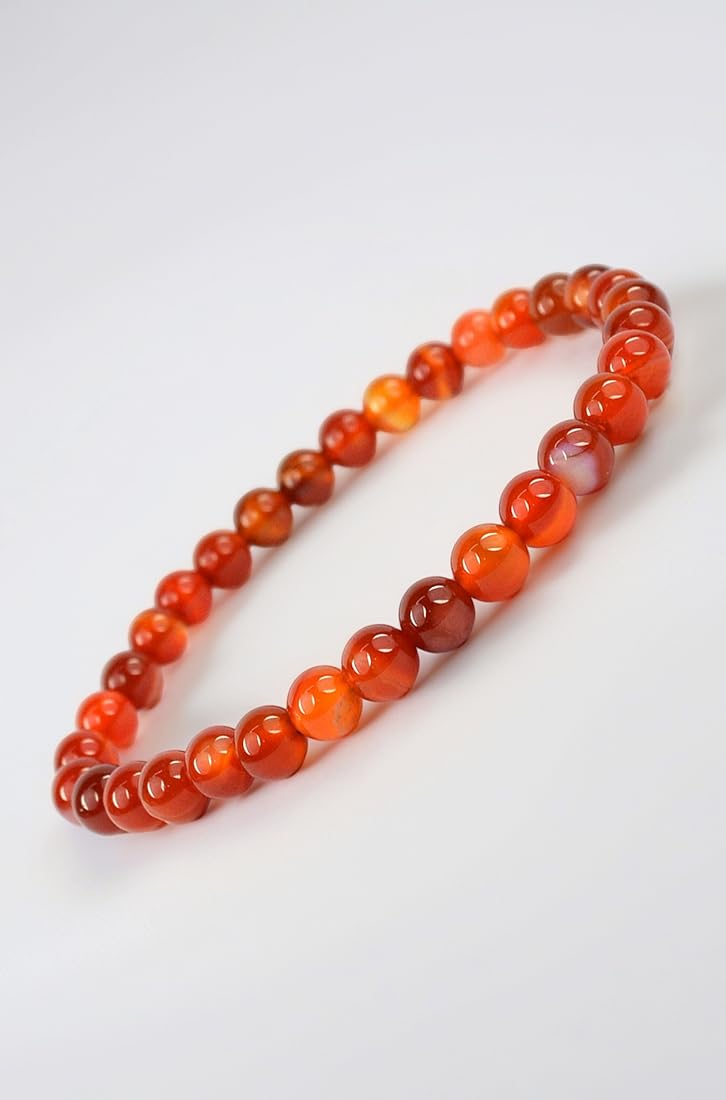 Red Carnelian Beaded Stretch Bracelet with certificate