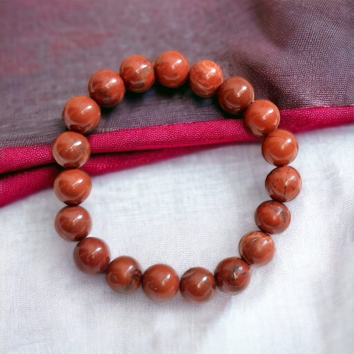 Red Jasper Bead Bracelet with Certificate