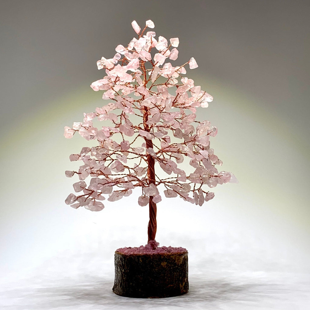 Rose Quartz Crystal Tree With Wooden Base
