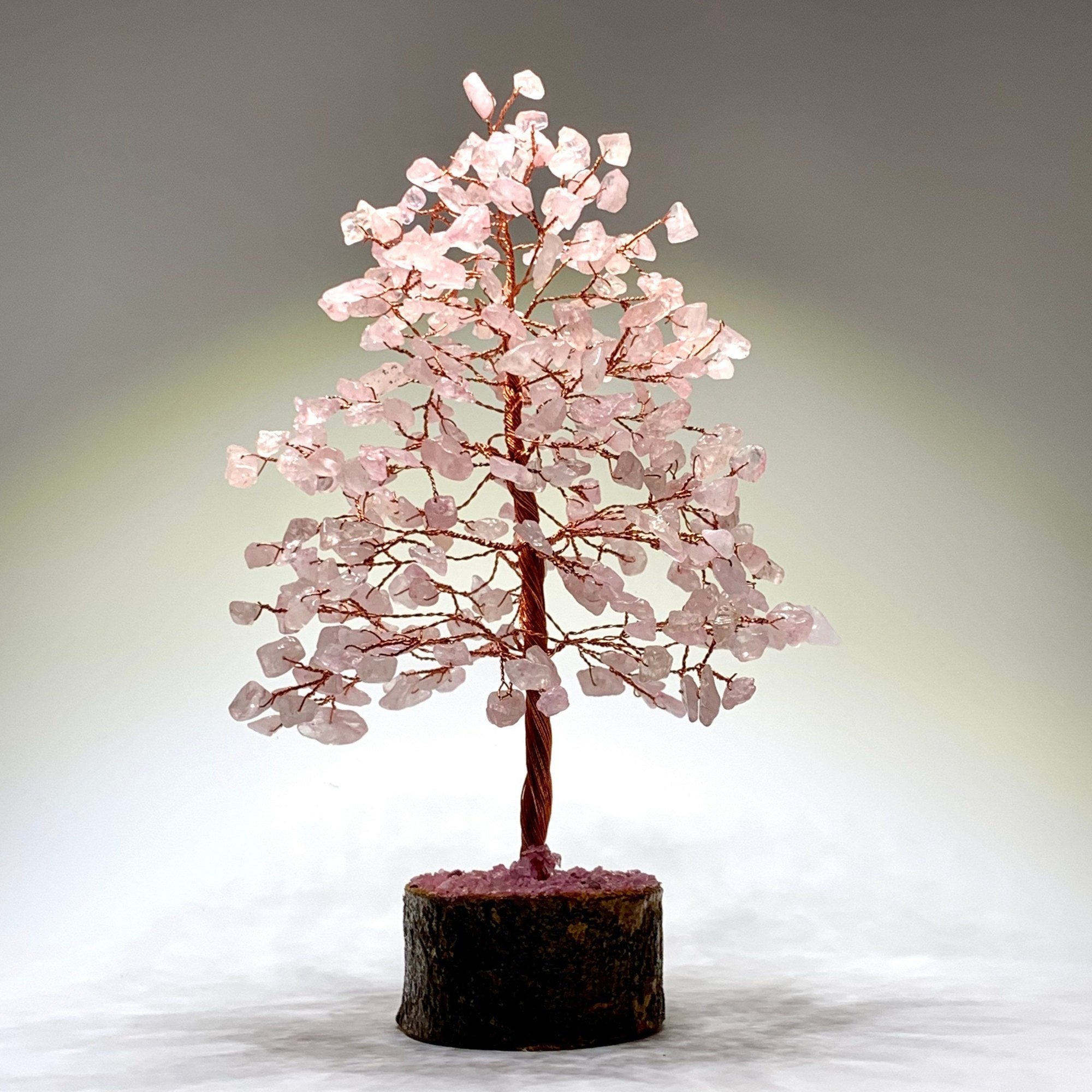 Rose Quartz Crystal Tree With Wooden Base