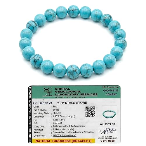 Turquoise Beaded Stretch Bracelet with Certificate